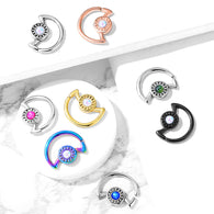 Opal Glitter Crescent Moon Shape Ear Cartilage Daith Helix Tragus Rings