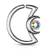 Crystal Crescent Moon Shape Ear Cartilage Daith Helix Tragus Hoop Rings