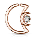 Crystal Crescent Moon Shape Ear Cartilage Daith Helix Tragus Hoop Rings