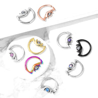 Crystal Crescent Moon Shape Ear Cartilage Daith Helix Tragus Hoop Rings