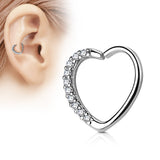 Lined CZ Heart Ear Cartilage Daith Helix Tragus Rings