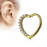Lined CZ Heart Ear Cartilage Daith Helix Tragus Rings