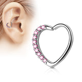 Lined CZ Heart Ear Cartilage Daith Helix Tragus Rings