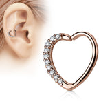 Lined CZ Heart Ear Cartilage Daith Helix Tragus Rings