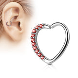 Lined CZ Heart Ear Cartilage Daith Helix Tragus Rings