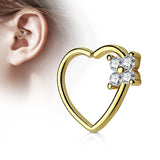 Four CZ Heart Ear Cartilage Daith Helix Tragus Rings