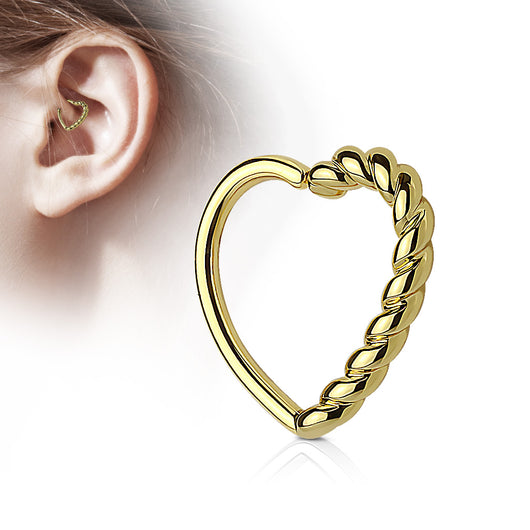 Half Braided Heart Ear Cartilage Daith Helix Tragus Rings