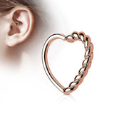 Half Braided Heart Ear Cartilage Daith Helix Tragus Rings