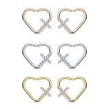 CZ Cross Heart Ear Cartilage Daith Tragus Helix Earrings Hoop Nose Rings