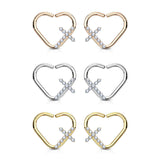 CZ Cross Heart Ear Cartilage Daith Tragus Helix Earrings Hoop Nose Rings