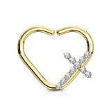 CZ Cross Heart Ear Cartilage Daith Tragus Helix Earrings Hoop Nose Rings