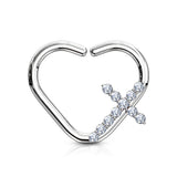 CZ Cross Heart Ear Cartilage Daith Tragus Helix Earrings Hoop Nose Rings