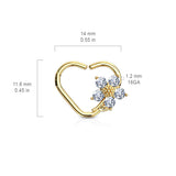 CZ Flower Heart Ear Cartilage Daith Tragus Helix Earrings Hoop Nose Rings