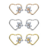 CZ Flower Heart Ear Cartilage Daith Tragus Helix Earrings Hoop Nose Rings