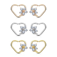 CZ Flower Heart Ear Cartilage Daith Tragus Helix Earrings Hoop Nose Rings