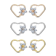 CZ Flower Heart Ear Cartilage Daith Tragus Helix Earrings Hoop Nose Rings