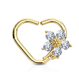 CZ Flower Heart Ear Cartilage Daith Tragus Helix Earrings Hoop Nose Rings