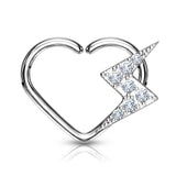 CZ Lightning Volt Heart Shape Ear Cartilage Daith Hoop Helix Tragus Rings