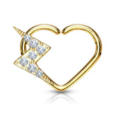 CZ Lightning Volt Heart Shape Ear Cartilage Daith Hoop Helix Tragus Rings
