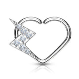 CZ Lightning Volt Heart Shape Ear Cartilage Daith Hoop Helix Tragus Rings