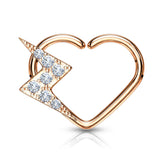 CZ Lightning Volt Heart Shape Ear Cartilage Daith Hoop Helix Tragus Rings