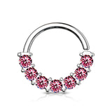 7 Gem Lined Facing Set Bendable Hoop Tragus Cartilage Nose Septum