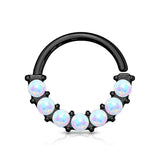 7 Opal Front Facing Set All Surgical Steel Bendable Nose Septum Ring Daith