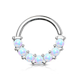 7 Opal Front Facing Set All Surgical Steel Bendable Nose Septum Ring Daith