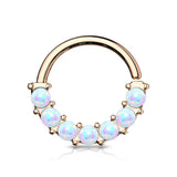 7 Opal Front Facing Set All Surgical Steel Bendable Nose Septum Ring Daith