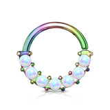 7 Opal Front Facing Set All Surgical Steel Bendable Nose Septum Ring Daith