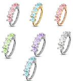 5 Illuminating Stone Lined All 316L Surgical Steel Bendable Hoop Tragus Cartilage Eyebrow Nose