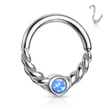 Opal Centered Braided All Surgical Steel Bendable Nose Septum Ear Cartilage