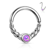Opal Centered Braided All Surgical Steel Bendable Nose Septum Ear Cartilage