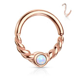 Opal Centered Braided All Surgical Steel Bendable Nose Septum Ear Cartilage