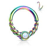 Opal Centered Braided All Surgical Steel Bendable Nose Septum Ear Cartilage