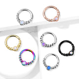 Opal Centered Braided All Surgical Steel Bendable Nose Septum Ear Cartilage