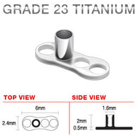 Titanium 3 Hole Dermal Anchor with 2 mm Post Single Piece