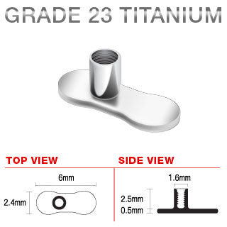 Grade 23 Solid Titanium No Hole Dermal Anchor 2.5 mm Post