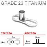 Titanium 2 Hole Dermal Anchor with 2 mm Post Single Piece