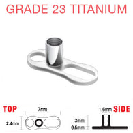 Titanium 2 Hole Dermal Anchor with 3 mm Post Single Piece