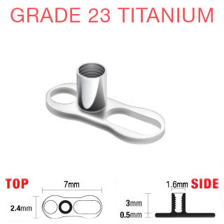 Titanium 2 Hole Dermal Anchor with 3 mm Post Single Piece