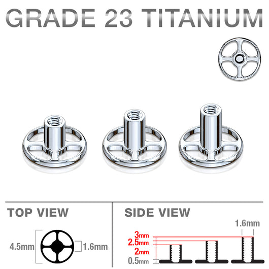 Grade 23 Solid Titanium 4 Hole Dermal Anchor Base