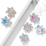 9.5 mm 7 CZ Flower Internal Threaded Dermal Anchor Tops