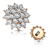 CZ Paved Sunburst Internal Threaded Dermal Anchor Top