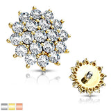 CZ Paved Sunburst Internal Threaded Dermal Anchor Top
