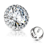 Prong Set CZ Center with CZ Around Internal Threaded Dermal Anchor Tops