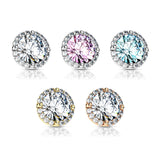 Prong Set CZ Center with CZ Around Internal Threaded Dermal Anchor Tops