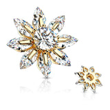 Marquise CZ Petal Round CZ Center Internal Threaded Dermal Anchor Tops