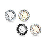 8 mm CZ Paved Circle Outline Star Internal Threaded Dermal Anchor Tops