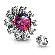 6 mm CZ Surround Double Tiered CZ Center Dermal Anchor Tops